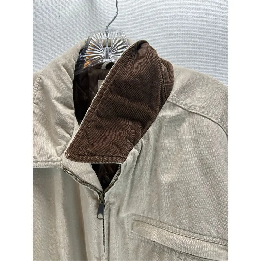 Mossimo Tan Quilted Jacket XL Corduroy Collar Workwear Chore Barn Utility Coat